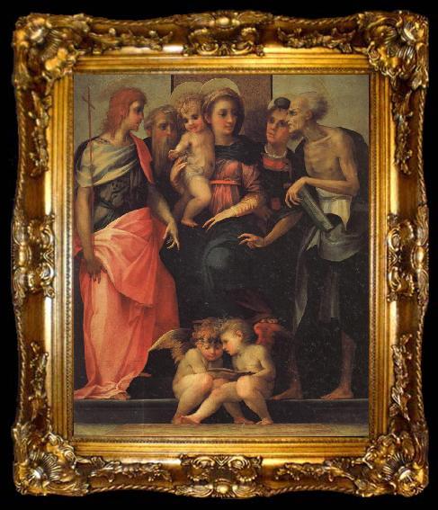 framed  Rosso Fiorentino Madonna Enthroned with SS.John the Baptist,Anthony Abbot,Stephen,and Benedict, ta009-2